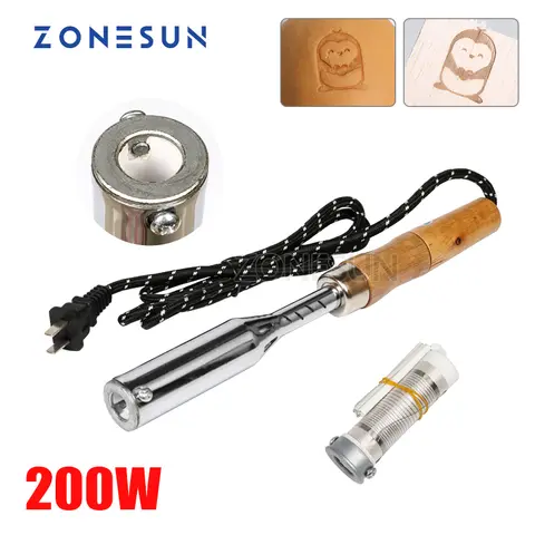 ZONESUN 엠보싱 기계 납땜 인두, 맞춤형 로고 핫 스탬핑 기계, 가죽 나무 쿠키 브랜딩 로고 인쇄