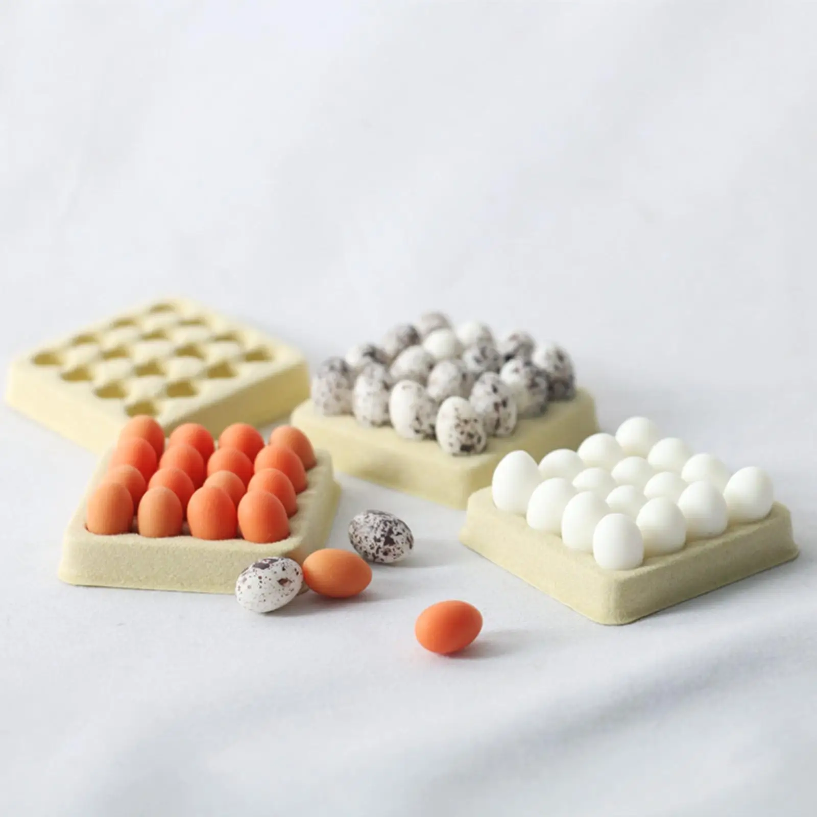 ไข่จิ๋วสำหรับบ้านตุ๊กตา ทำจากเรซิ่น สเกล 1:12 ชุดอุปกรณ์อาหารในครัว ถาด อุปกรณ์ตกแต่งสำหรับบ้านจิ๋ว