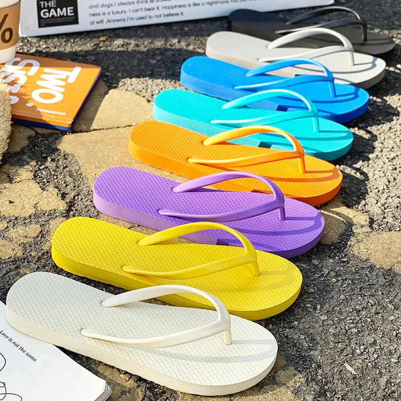 

Colorful flip-flops new bathing non-slip pinch feet summer home home couple cool slippers men's women