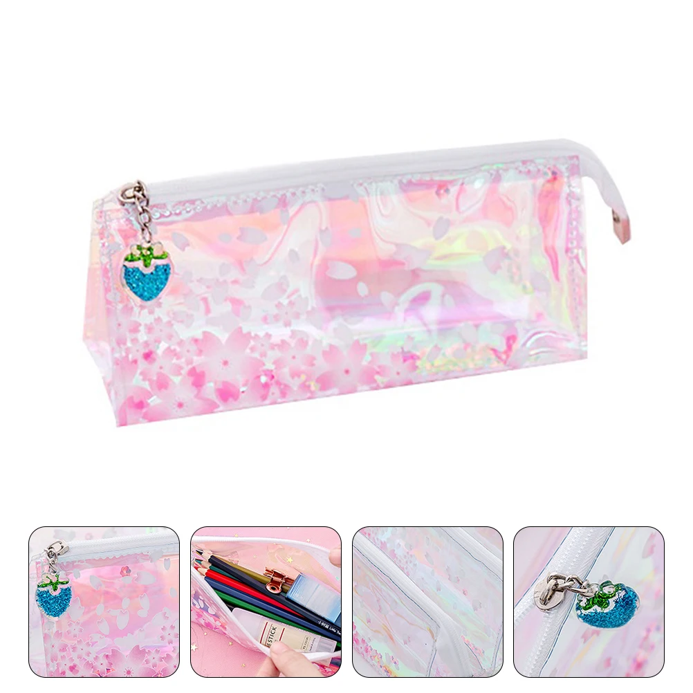 

Shine Pen Bag Eco-friendly Students Stationery Pencil for Pouch Pvc Pink Stylish