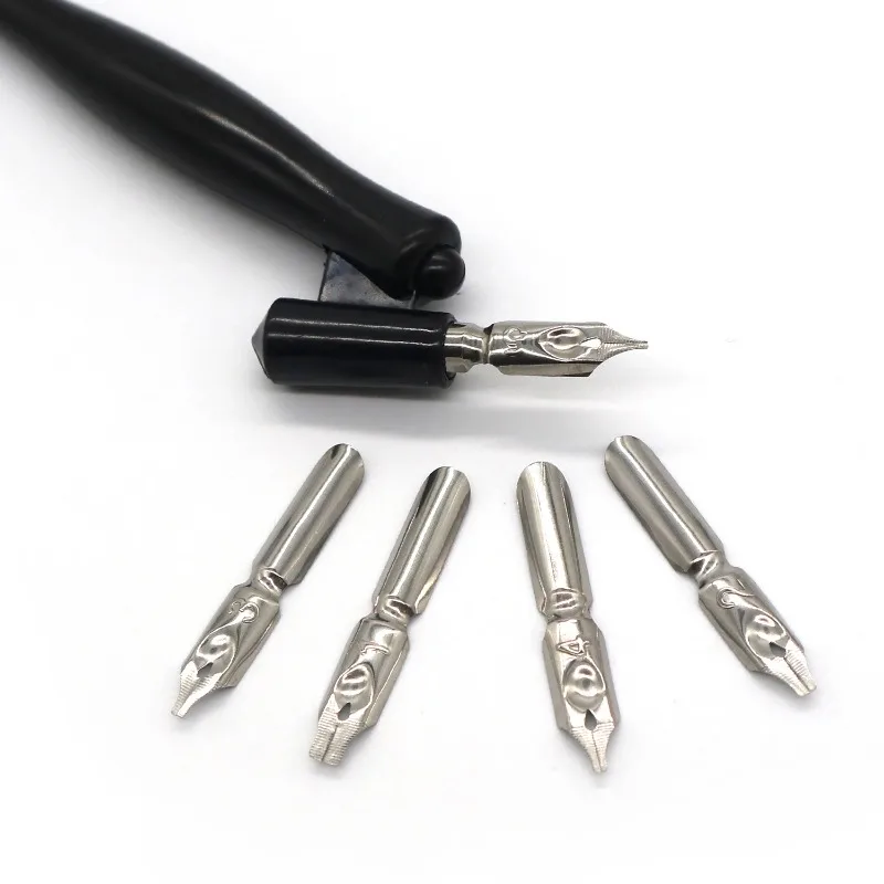 Cartoon Anime Dip Pen with 6 Nibs, Black Plastic Holder and Stainless Steel Pen Nib Set for Calligraphy, Lettering, Sketching