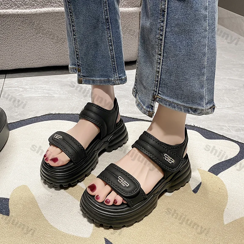 Women\'s Sports Sandals 2025 Summer New Fashion Flat Casual Sandals Thick-soled Non-slip Female Outdoor Casual Beach Slippers