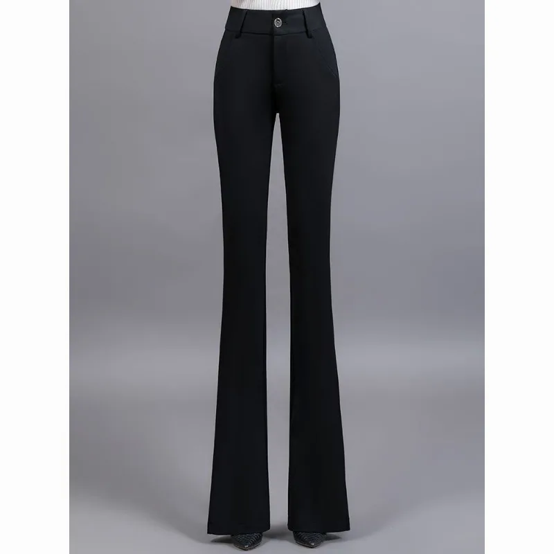 Women's High Waist Flare Pants Slim Fit Solid Color Casual Trousers