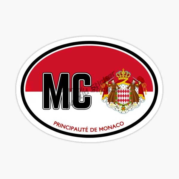 MCO MC موناكو البيضاوي العلم رمز خريطة شارة ملصق الفينيل سيارة ملصق للدراجات النارية لاقط جسم السيارة 4x4 على الطرق الوعرة ذاتية اللصق مائي
