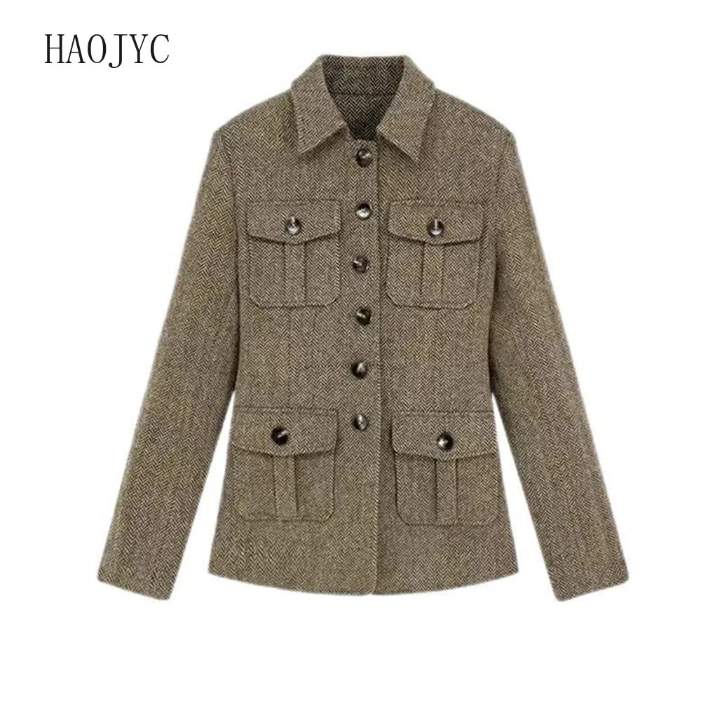 

Premium casual retro woolen short coat women's 2025 autumn and winter slim and thin blazer top