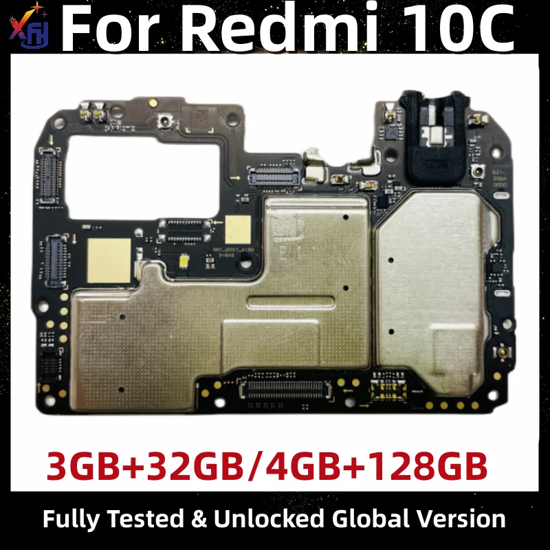 Motherboard MB for Xiaomi Redmi 10C, Unlocked Main Circuit Board, 32GB, 128GB ROM, 220333QAG, Global Version