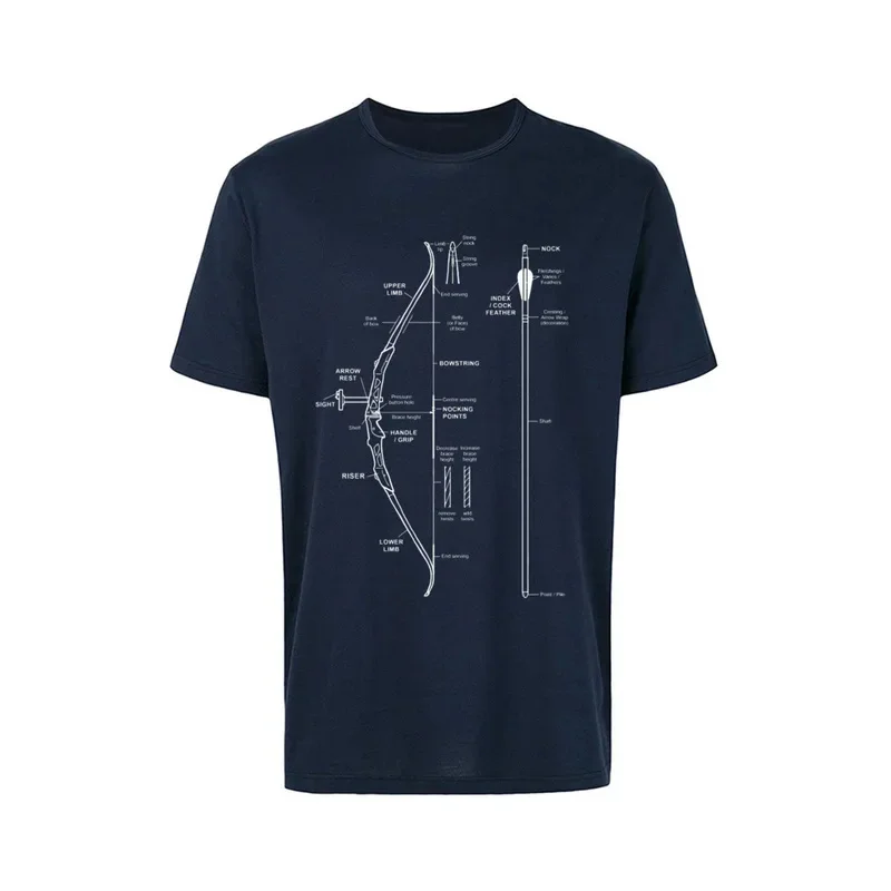 Camisetas con imagen de ilustración pictórica para hombre, arco compuesto, tiro con arco, caza, diseño de anatomía, partes superiores nuevas, camisetas con descuento