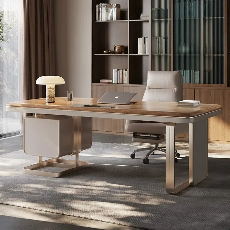 Italian minimalist solid wood desk light luxury modern high-end desk home study designer computer workbench