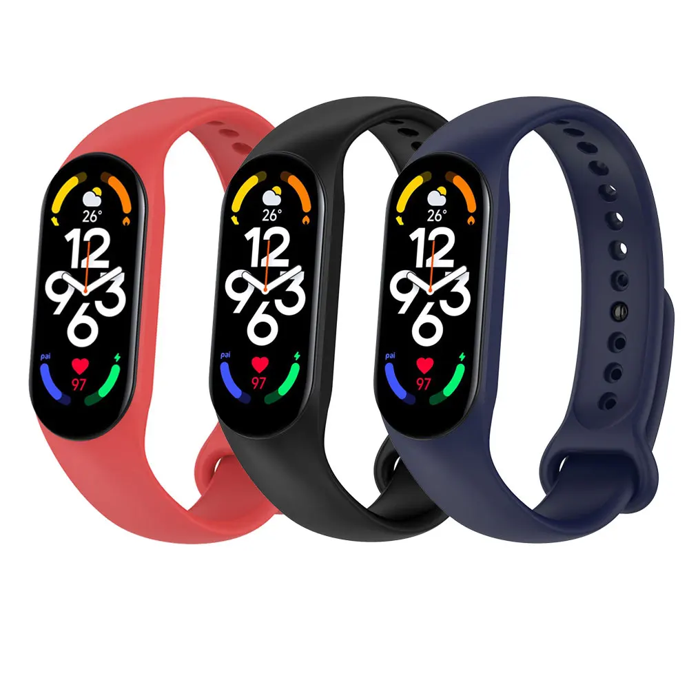Correa de silicona para Xiaomi Mi Band 7, pulsera deportiva de silicona, 3 unidades