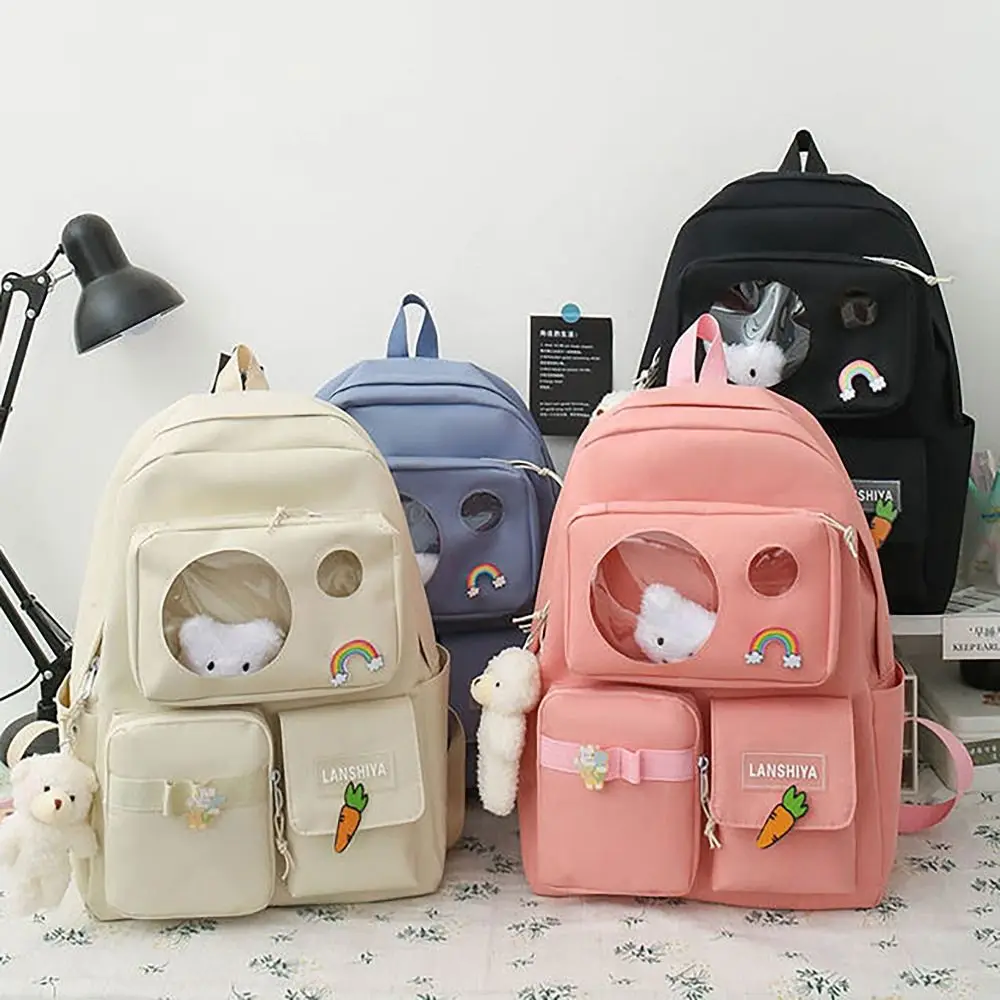 Five-piece Set Schoolbag Breathable Back Pad Adjustable Strap Backpack Waterproof Large Capacity Two Shoulder Bag Student