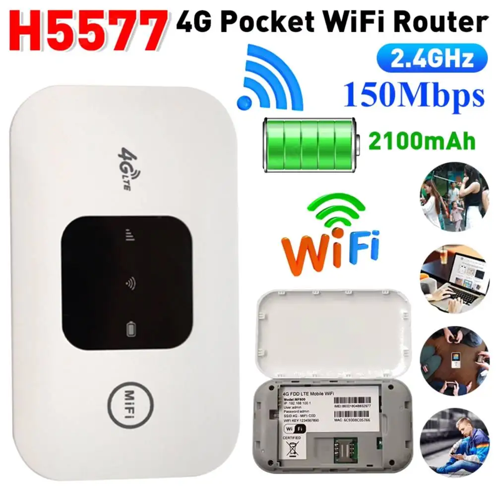 1-5pcs 4G Lte Router Wireless Wifi 2100mAh Mobile Hotspot with SIM Card Slot Hotspot Pocket WIFI 150mbps Home Office Travel