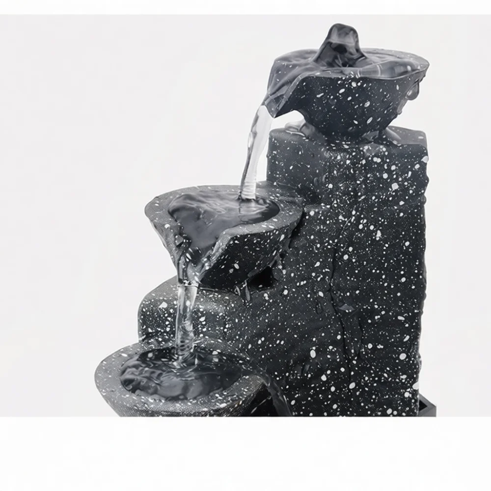 Small Fountain Waterfall Decor For Office Desk Home Living Room Zen Water Feature Ornament With Led Light Interior Gift