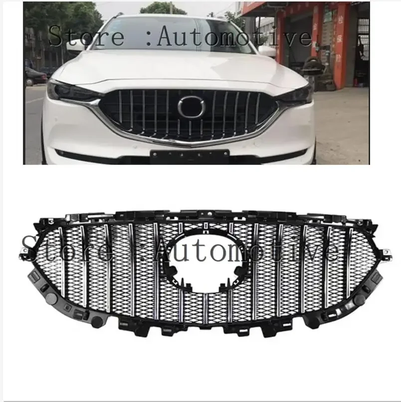 FOR MAZDA CX-5 CX5 GRILLE 2017 2018 2019  FRONT MESH EXTERIOR MASK TRIMS COVERS FRONT BUMPER ABS MODIFIED GRILL GRILLS FIT