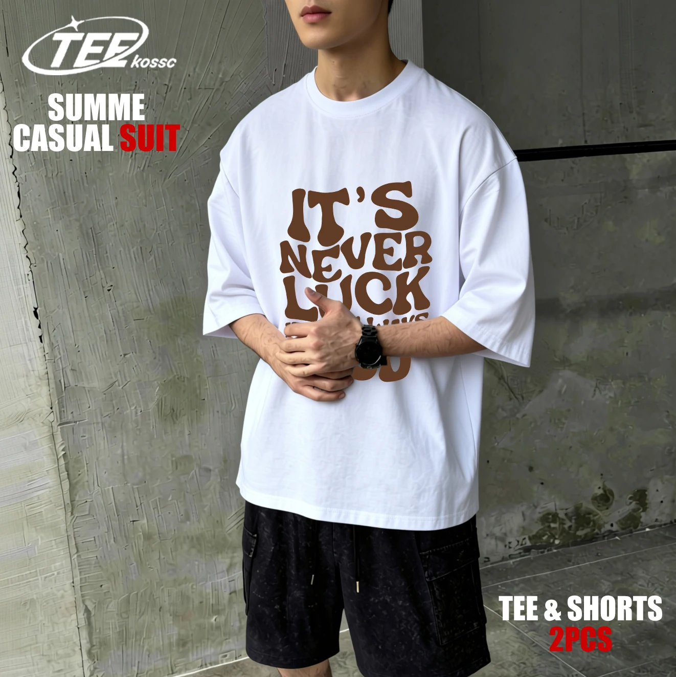 

Футболка с надписью "It'S Never Luck It'S Always God" для мужчин, хлопковая, летняя, свободного кроя, повседневная, унисекс, универсальная, с круглым вырезом, с коротким рукавом