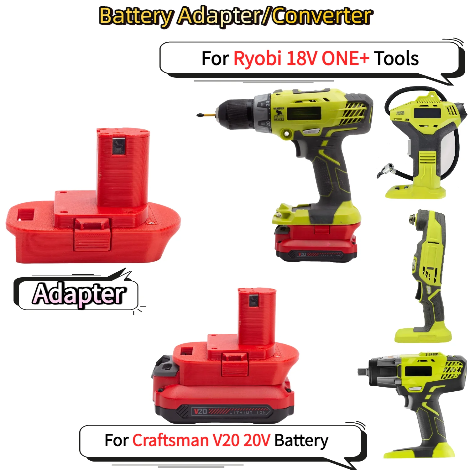 

For Craftsman V20 20V Li-ion Battery TO Ryobi 18V ONE+ Series Cordless Power Tools Battery Adapter/Converter(Only Adapter)