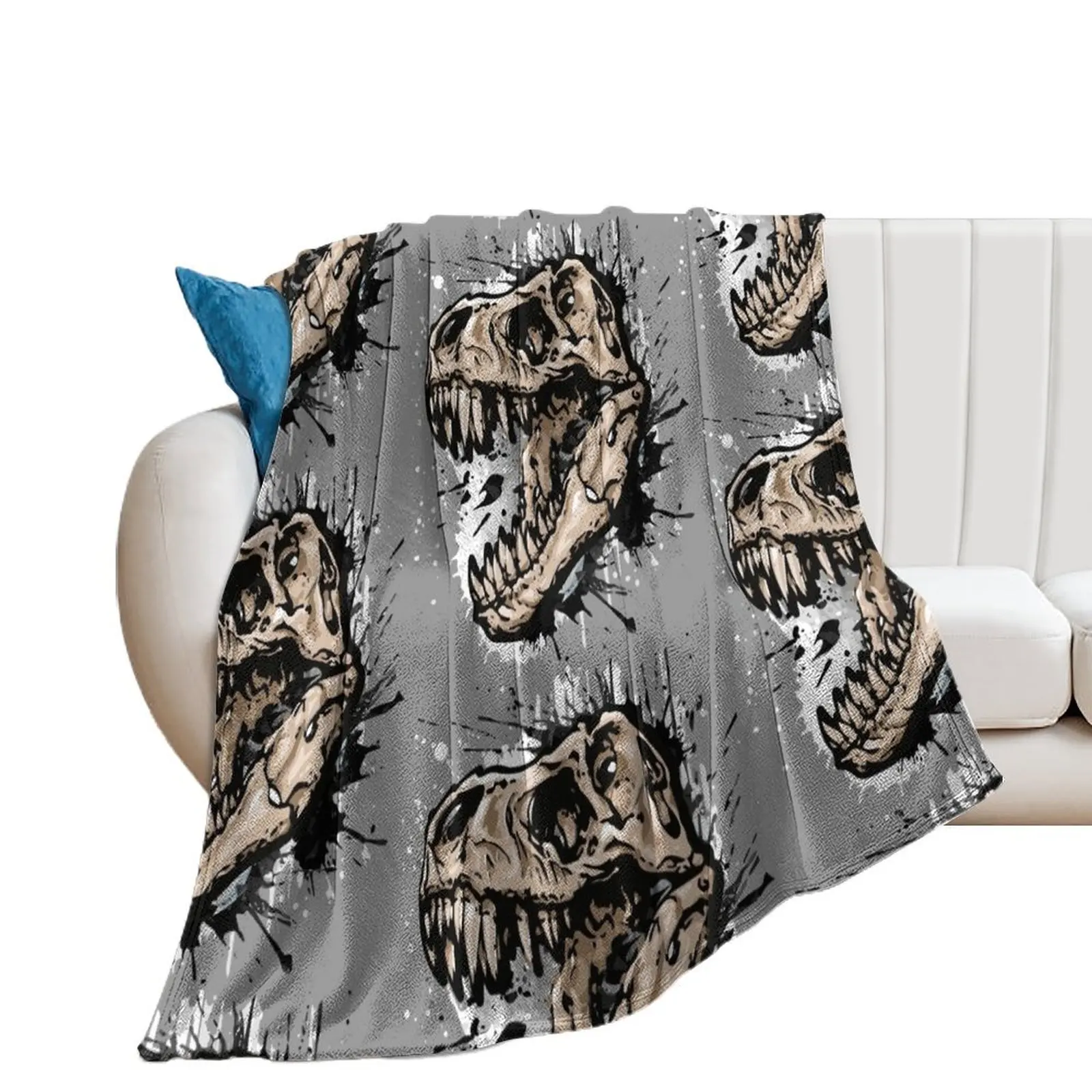 Dinosaur - tyrannosaurus rex - trex - t-rex Throw Blanket Travel christmas decoration Furry Blankets