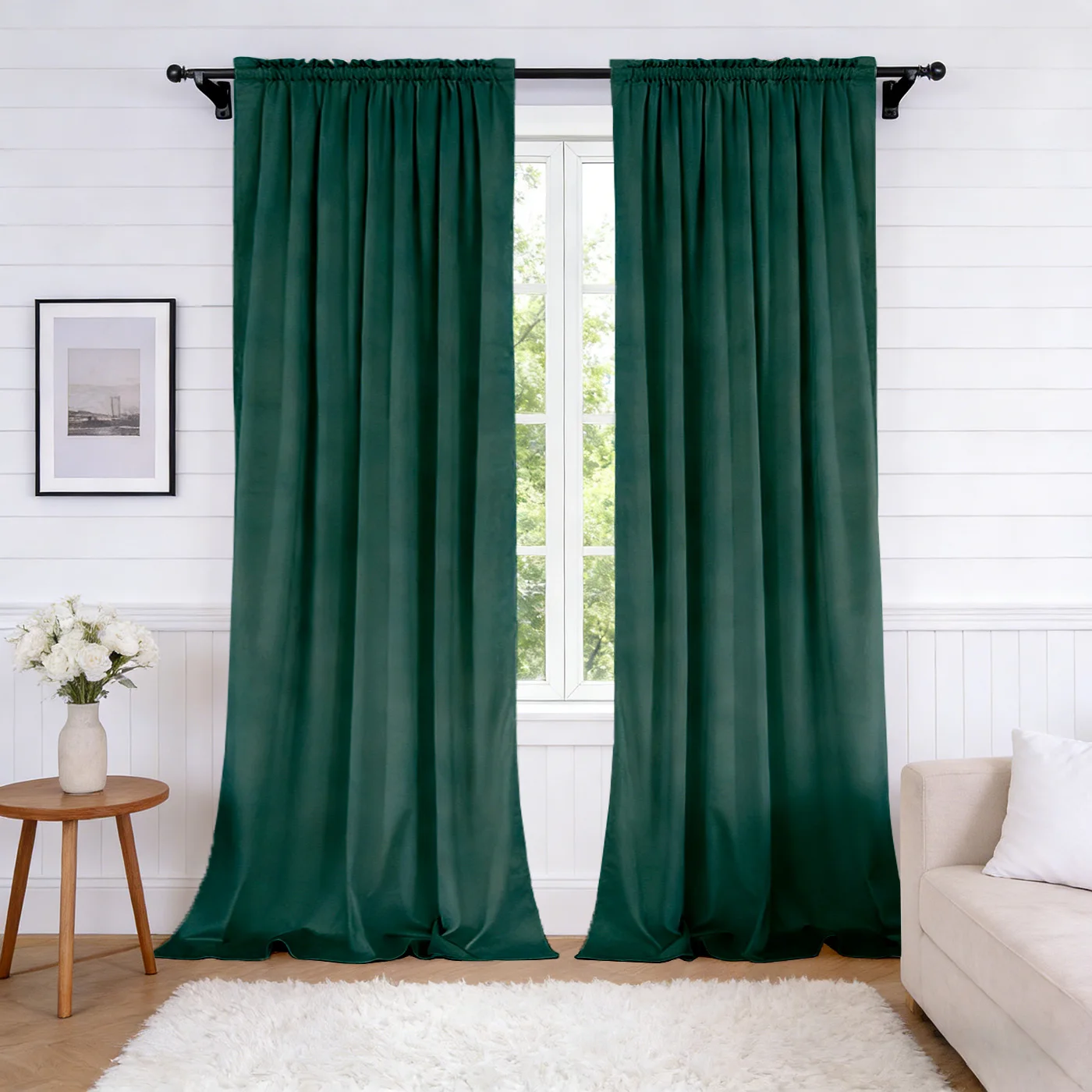 2PCS Solid Velvet Blackout Curtains, Full Light Blocking Window Drapes, For Bedroom Living Room, Warm Housewarming Gift