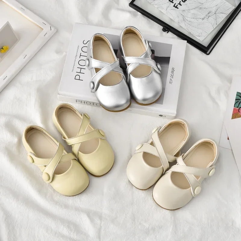 

Туфли из искусственной кожи для девочек, лето 2023 г., нескользящие балетки для малышей, однотонные элегантные туфли принцессы Мэри Джейн для девочек, 4-6 лет, Ins