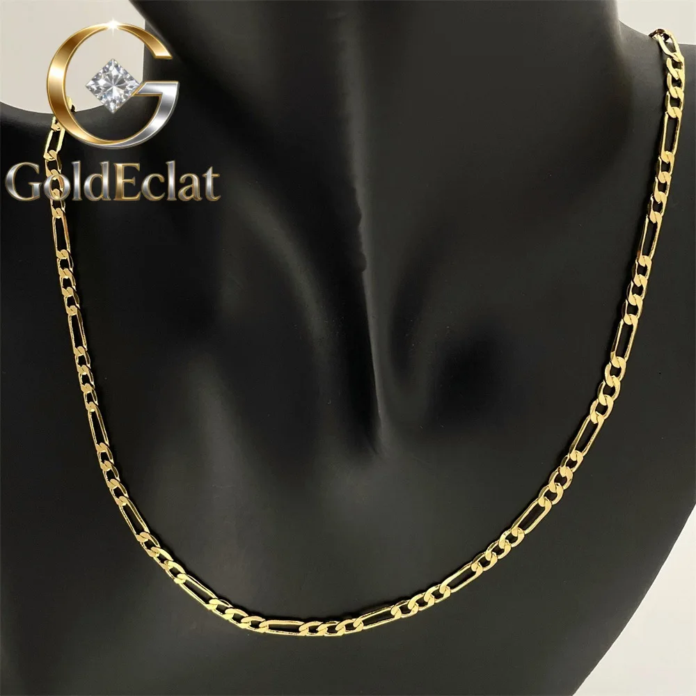 

GoldEclat Luxury 24K 9999 Pure Gold real gold 2MM three to one men's and women's universal geometric necklace