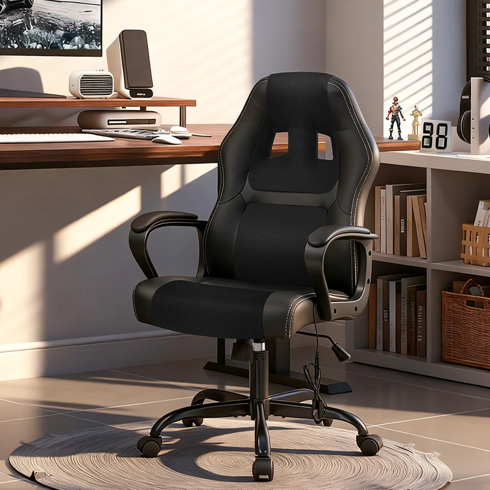 Gaming Chair, Ergonomic Office Electric Massage Computer Chair with Lumbar Support,PU Leather, Adjustable Height,Executive Chair
