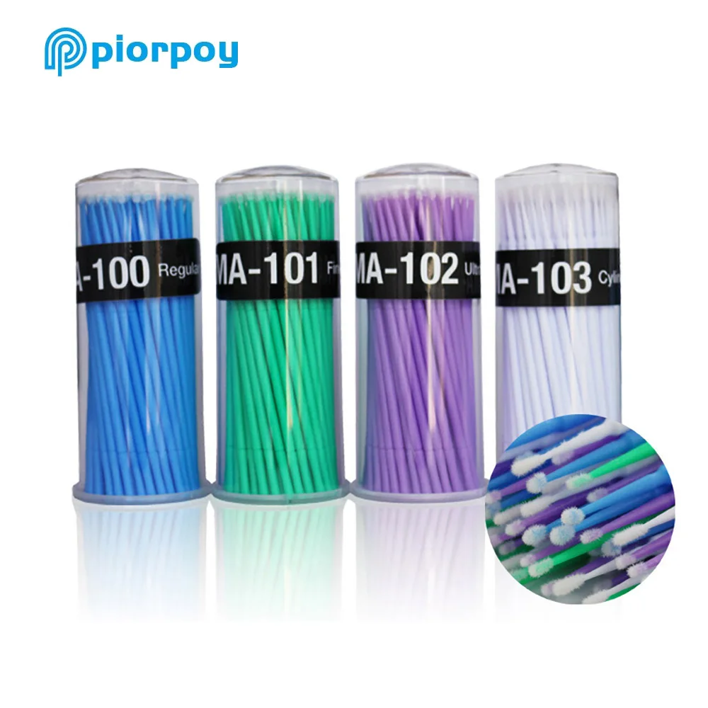 PIORPOY 400Pcs/Box Dental Micro Brush Dental Disposable Micro Applicator Bendable Long Shank Oral Teeth Whitening Extension Tool view 3