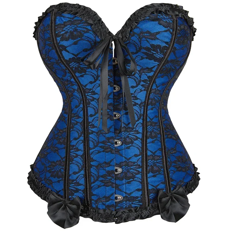 Corset Top Bustier Sexy Women Plus Size Overbust Corselet Blouse Lace-up Floral Gothic Brocade Vintage Fashion Medieval