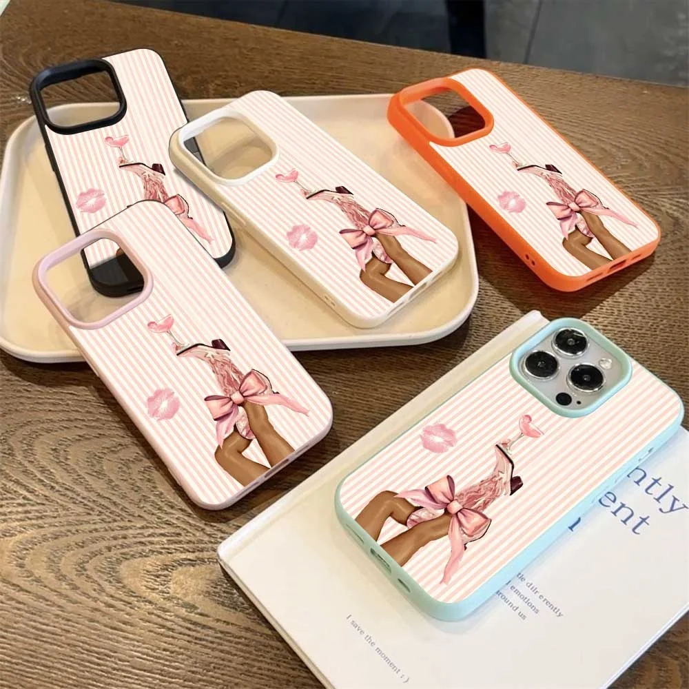 Coquette Legs mit Schleife Handyhülle für iPhone 17 16 15 14 13 12 11 Pro Max 16 15 Plus XR Silikon Matt Weich Stoßfest – Detail 3