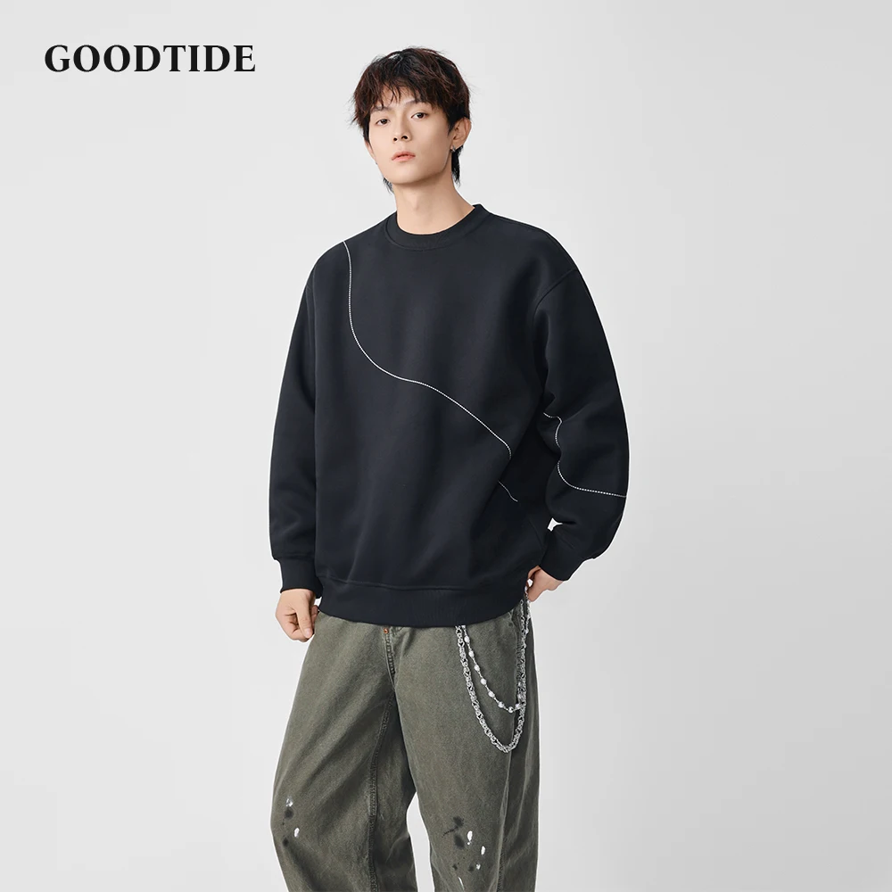 

Casual Men's Long Sve Sweatirt round Ne Embroidery Advanced Feeling 2025 Autumn Winter New Sle Comfortable Loose Fit Top