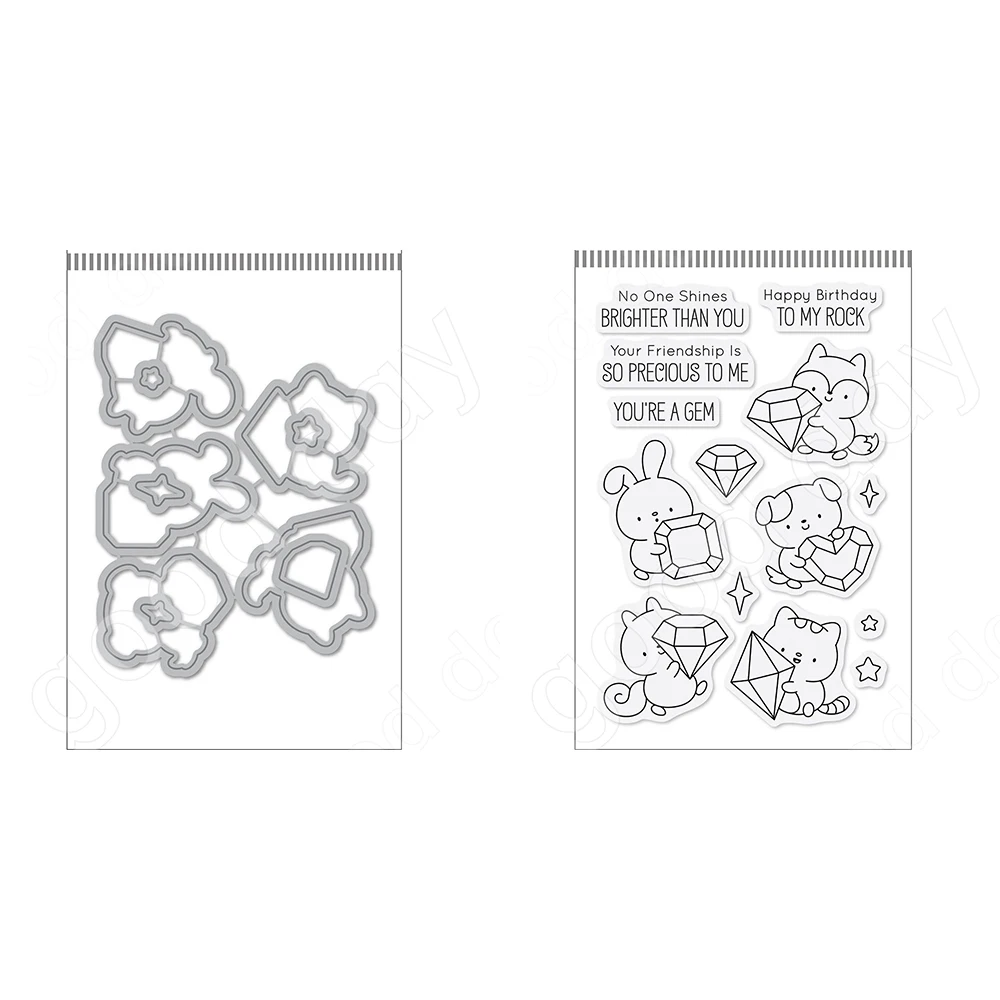 

Precious Little Friends Metal Cutting Dies and Stamps for DIY Scrapbooking Holiday Greeting Cards Embossing Crafts Decoration