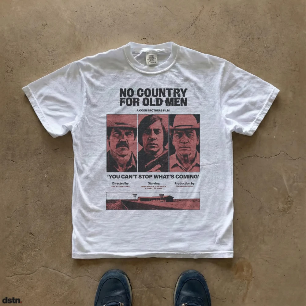 No Country for Old Men Poster T-shirt Movie Poster Tee Coen Brothers Graphic Short Sleeve Men's T-shirts for Summer Unisex