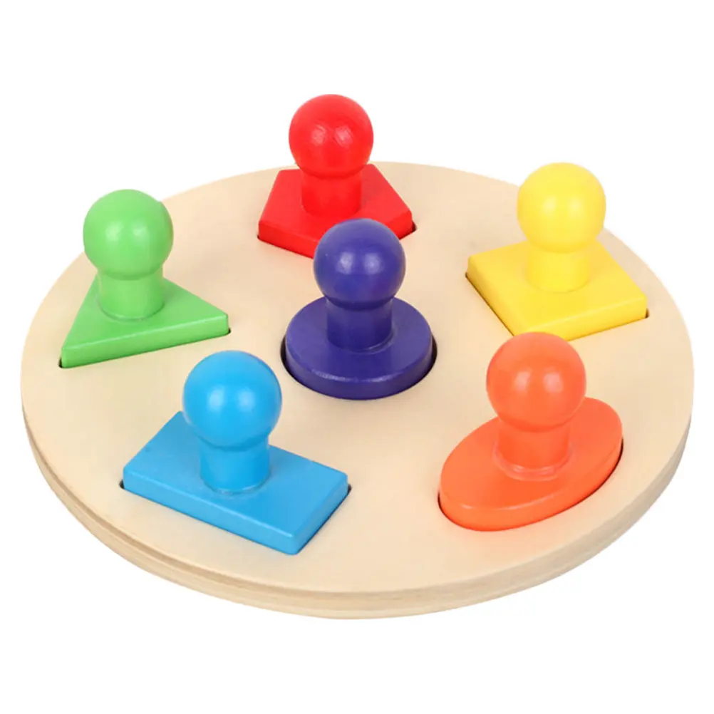 

1Set Geometrical Shape Peg Puzzle Board Bright Color Wooden Puzzle for Brain Development Hand Eye Coordination Educational