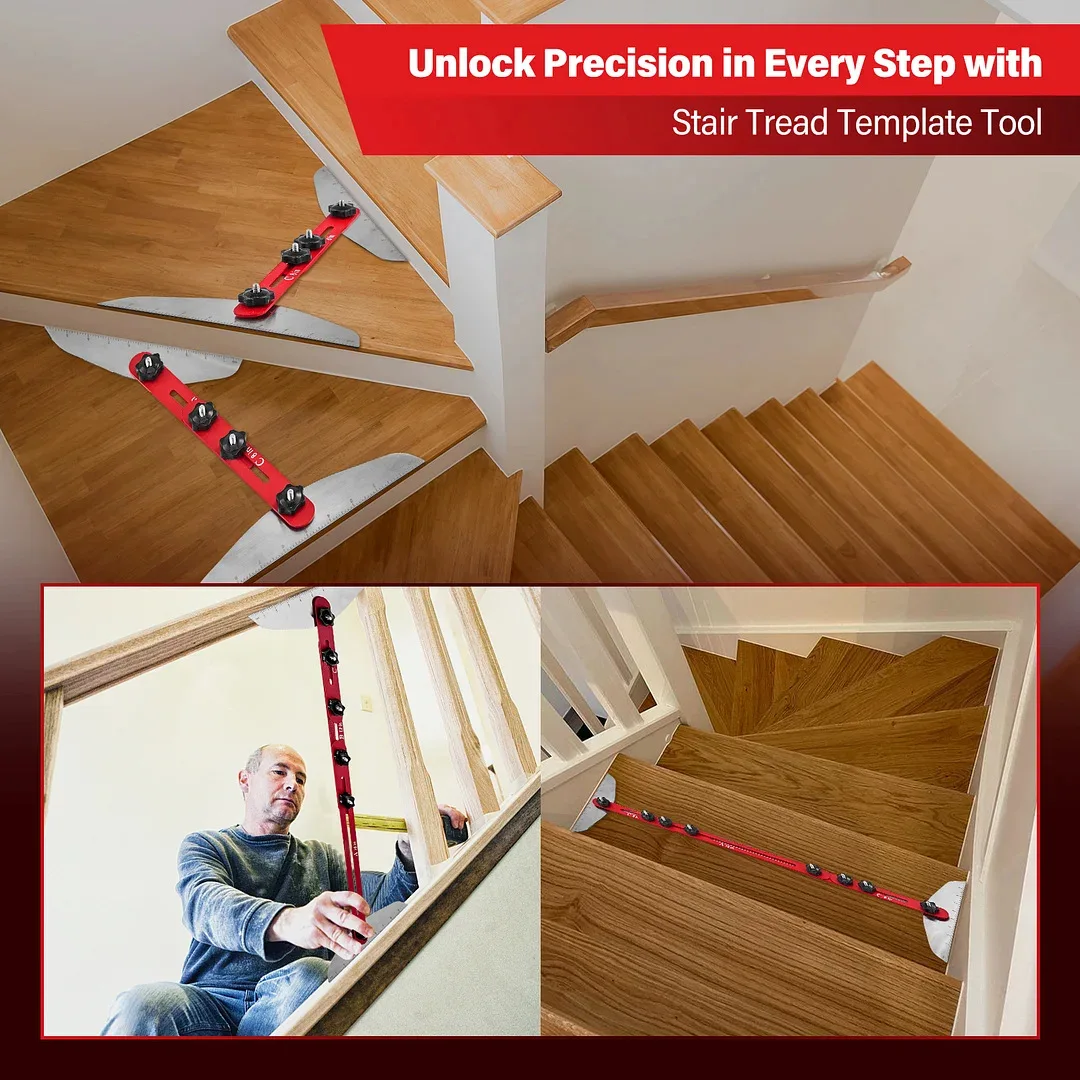 Stair Tread Template Tool Precision Stair Tread Jig for Risers and Treads Aluminum Stair Guide, Measuring Tool, Step Gauge