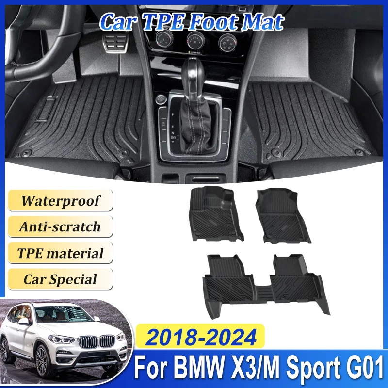 

For BMW X3 G01 M Sport M40d 2018 2019 2020~2024 Dirt-resistant Car TPE LHD Floor Mat Foot Panel Line Rug Interior Accessories