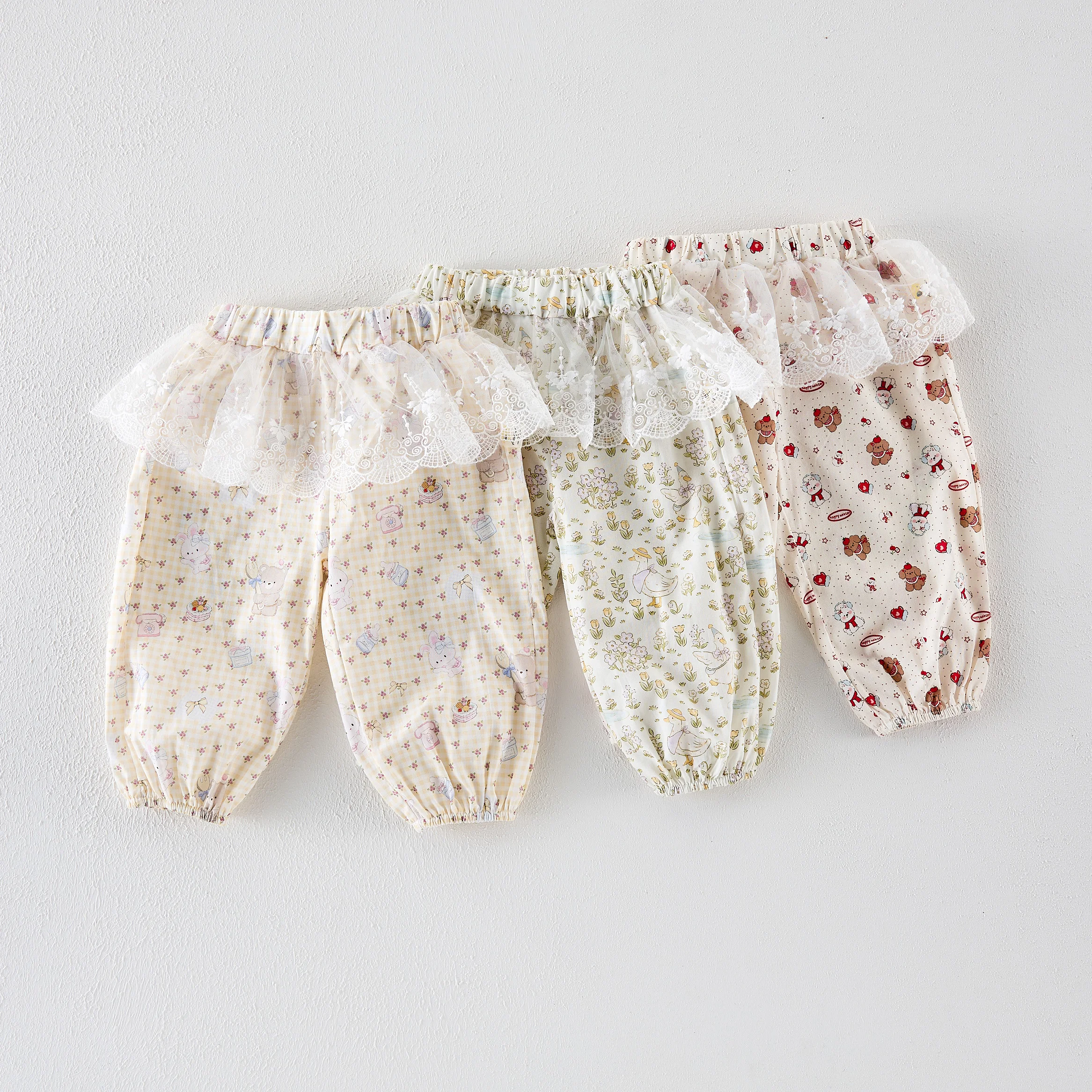 

Spring and summer baby girls' trousers are fully printed with lace lace
