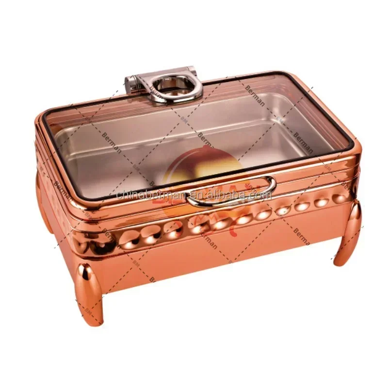 Hotel & Restaurant Supplies New Item Hot Selling 6L Hammered Stainless Steel 18/10 Luxury Food Warmer Set