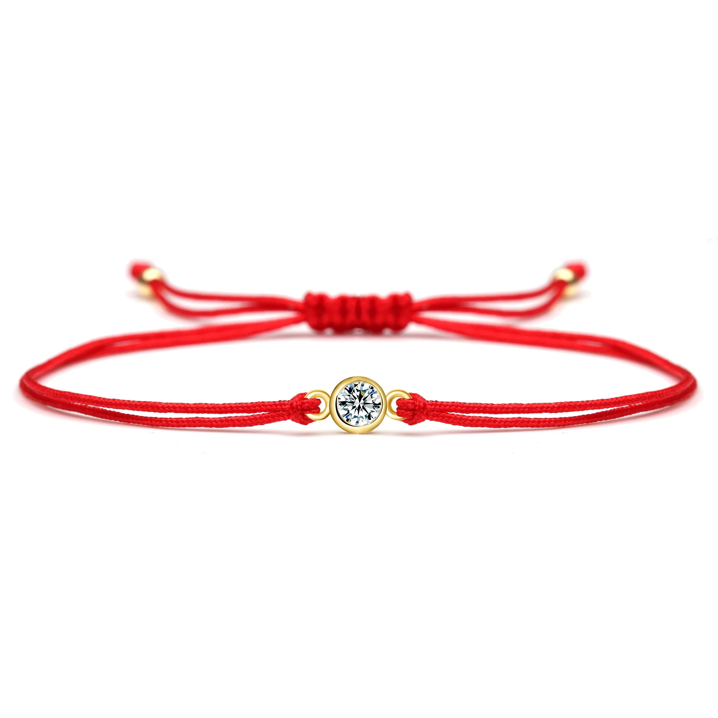 AAA Cubic Zirconia Crystal Gold-plated Brass CZ Evil Eye Lucky Charm Bracelet Women Wholesale Fashion Red String Jewelry Gift