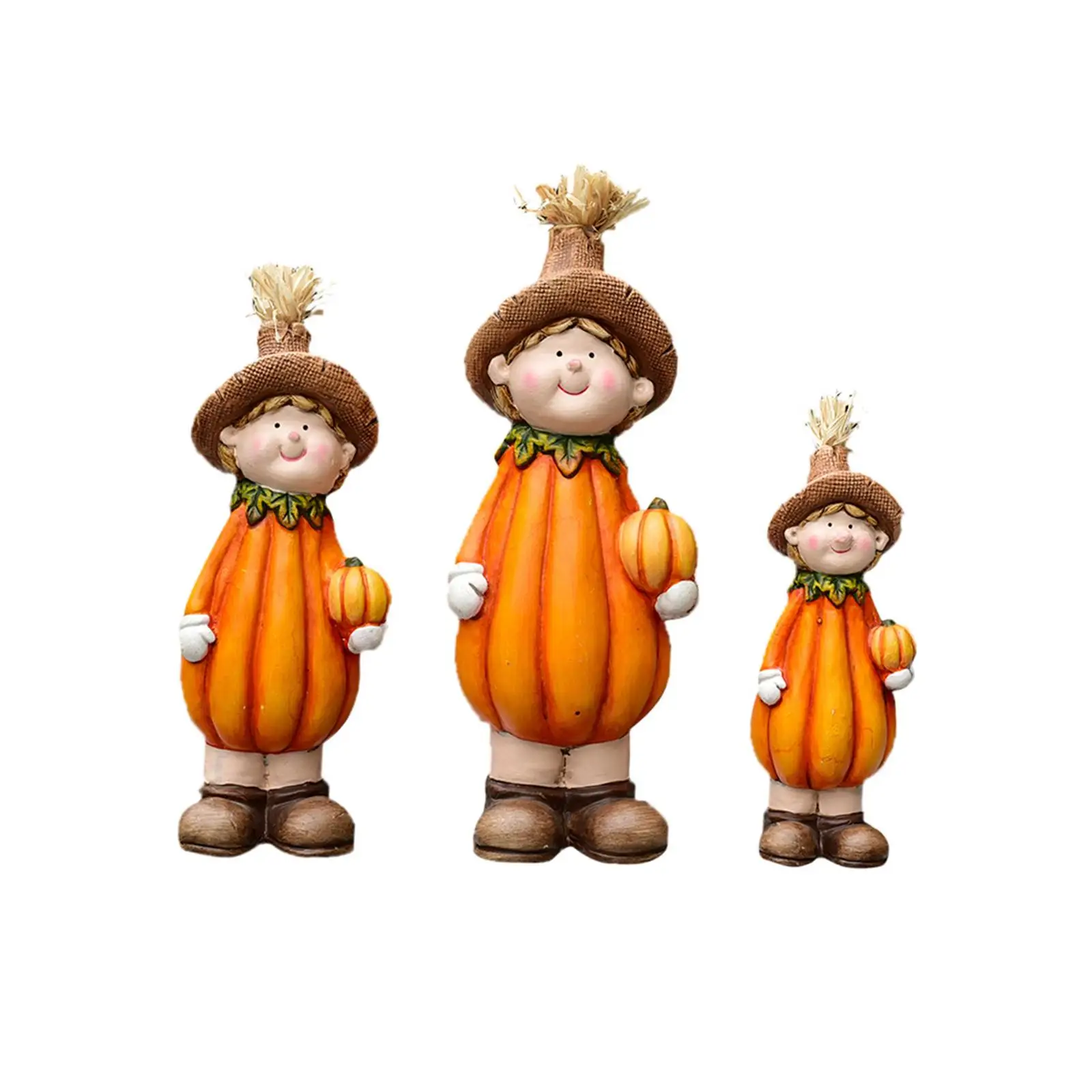 Harvest Festival Scarecrow Pumpkin Statue Ceramic Tabletop Figurine for Autumn Party Home Decor Thanksgiving Gift