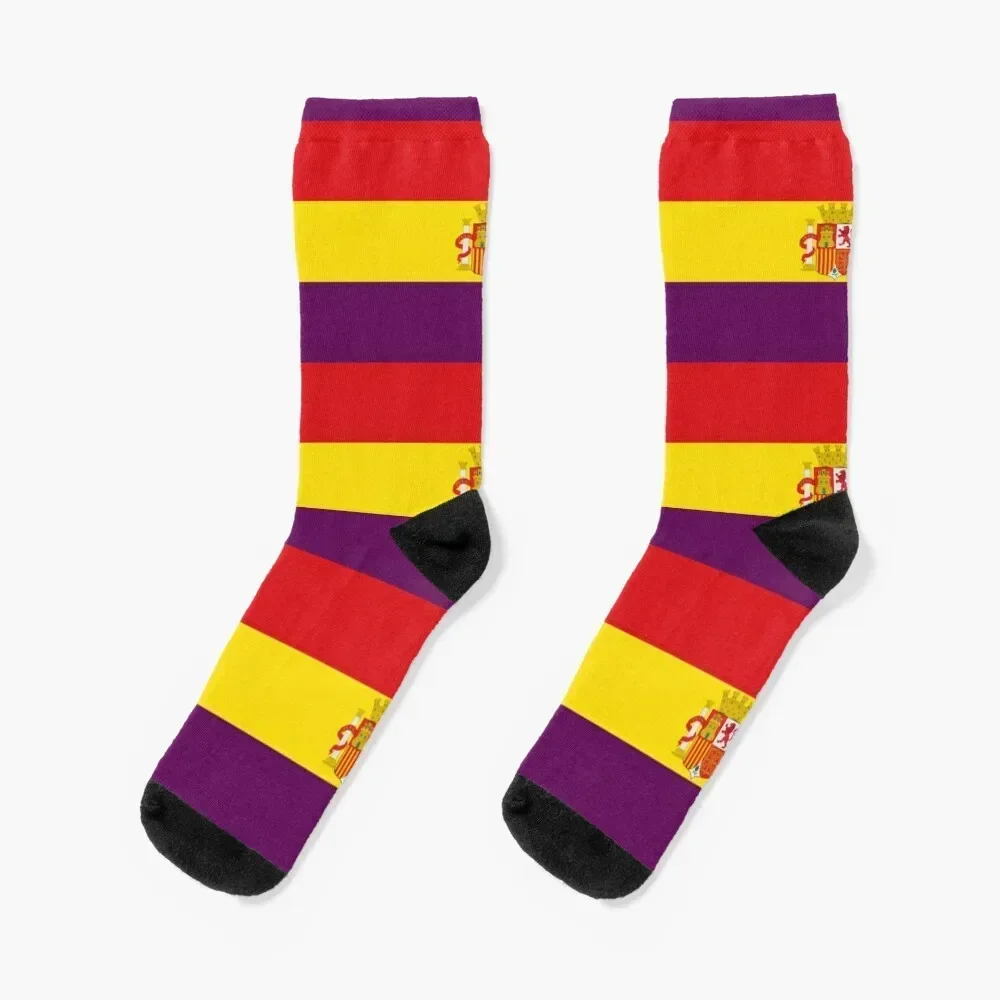 

Spanish Republican flag Socks Stockings compression men cotton high quality Running Novelties Male Socks Women's