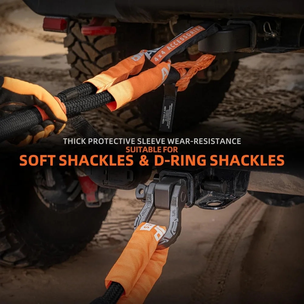 مجموعة حبل الاسترداد المرن عالي السعة مع أغلال ناعمة، قوة الشد 48000 رطل، 1 بوصة في 30 قدم، مناسبة لـ 16000 رطل