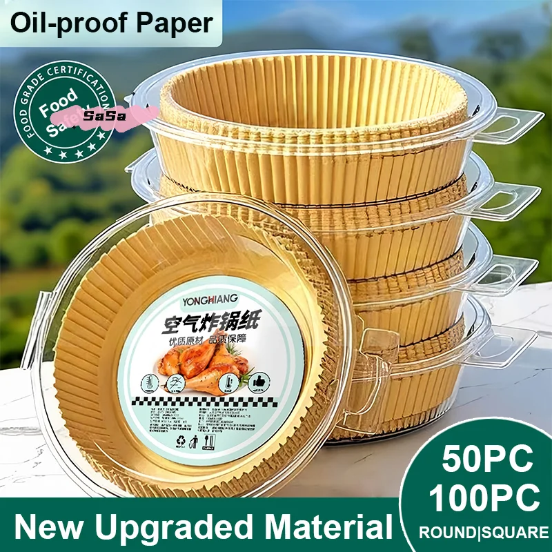 Hochtemperaturbeständige Papierablagen für Luftfritteusen, ölabsorbierendes Backpapier aus lebensmittelechtem Silikon, rund und quadratisch zum Kochen