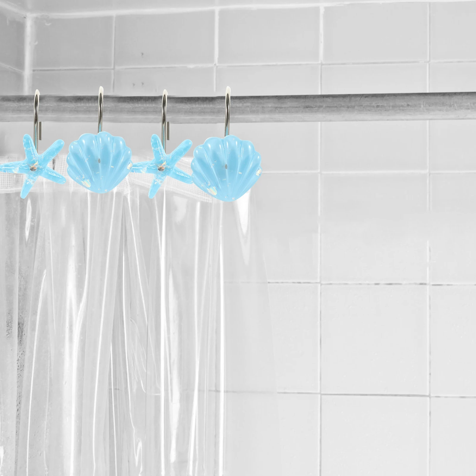 

Bath Curtain Hooks Star Shape Rust Proof Shower Rings For Bathroom Balcony Living Room Decorative Waterproof Hooks