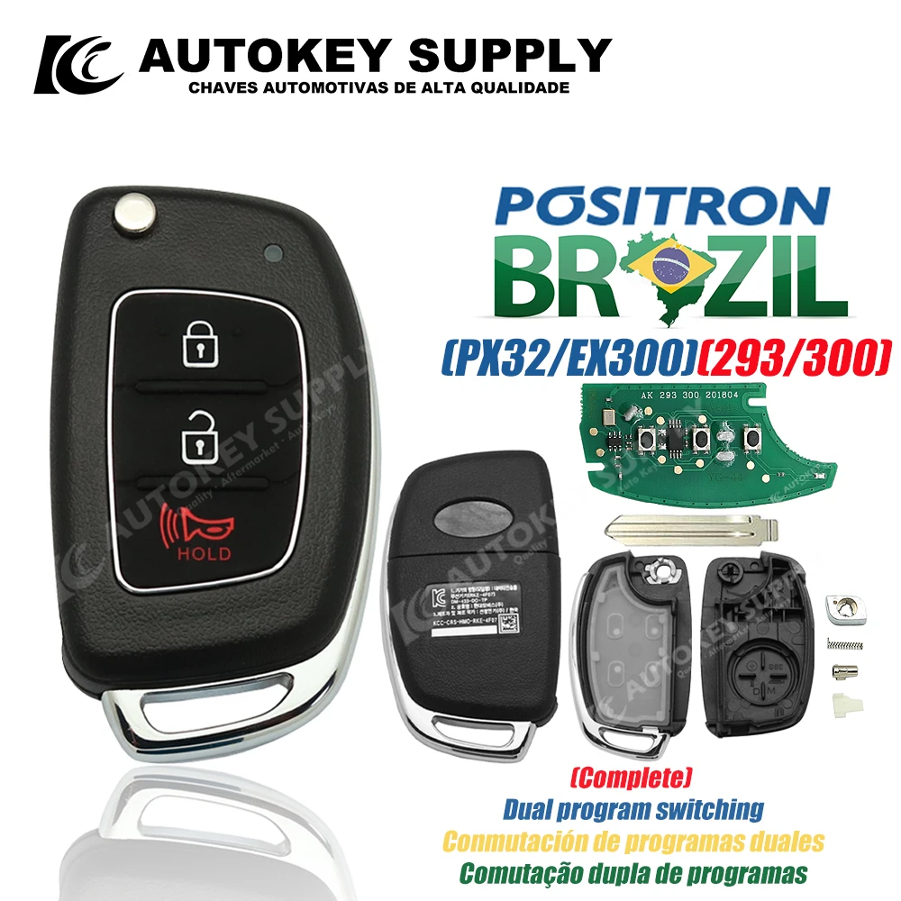 AutokeySupply AKBPCP094 Positron High-Quality Remote Key Alarm System, - Double Program PX32 EX300 330 360 For Hyundai