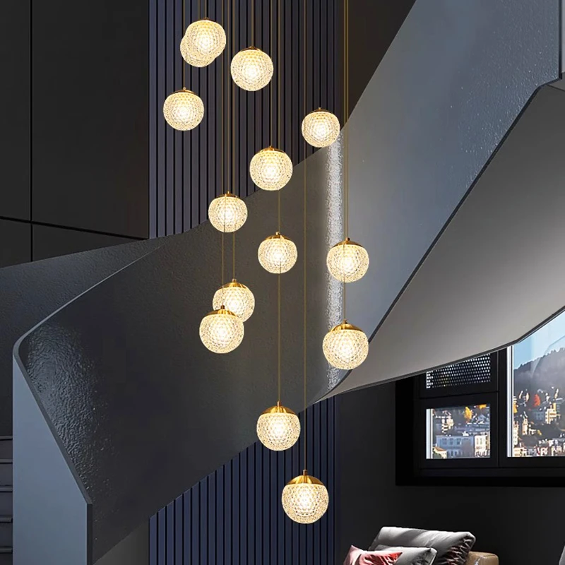 الشمال ديكور المنزل الثريات غرفة الطعام كرة زجاجية قلادة أضواء LED غرفة المعيشة غرفة نوم إضاءة داخلية درج مصابيح معلقة