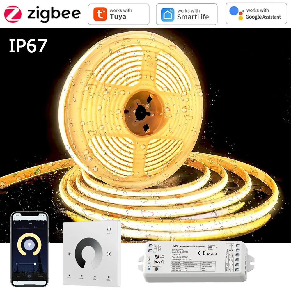 striscia-led-cob-impermeabile-tuya-zigbee-5m-10m-20m-ip67-24v-dimmerabile-per-interni-ed-esterni-con-telecomando-rf-touch-per-alexa-home-assistant