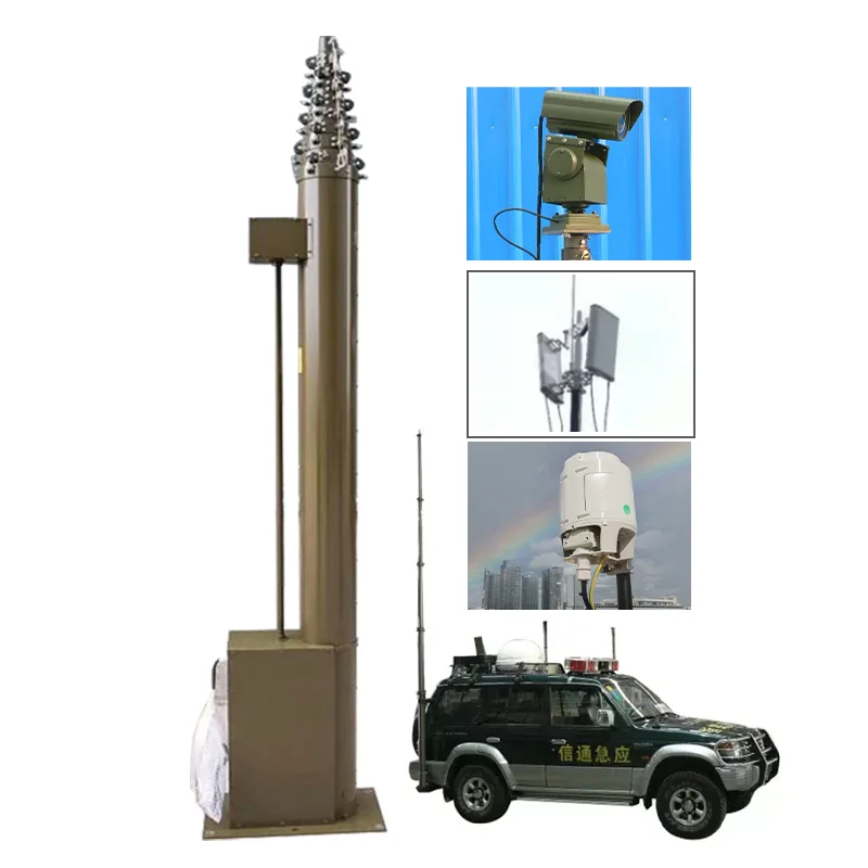 Antenna Telescopic Mast 15m Telescopic Mast for Telecom Antenna-30kg Payloads