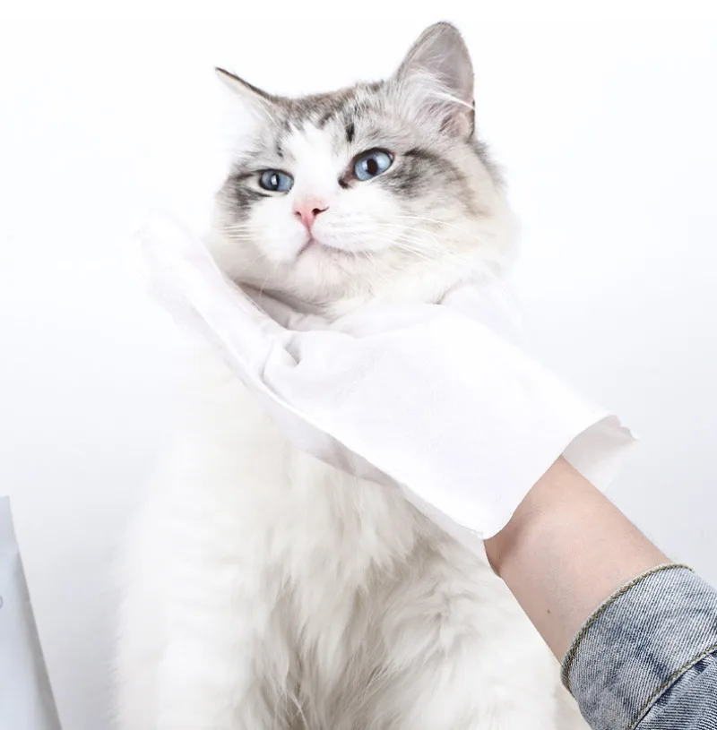 6pcs Pet Disposable Cleaning Gloves Wash Free Cats Dogs SPA Bath Supplies Massage Non Woven Fabric No Rinse Soft Eye Wipes