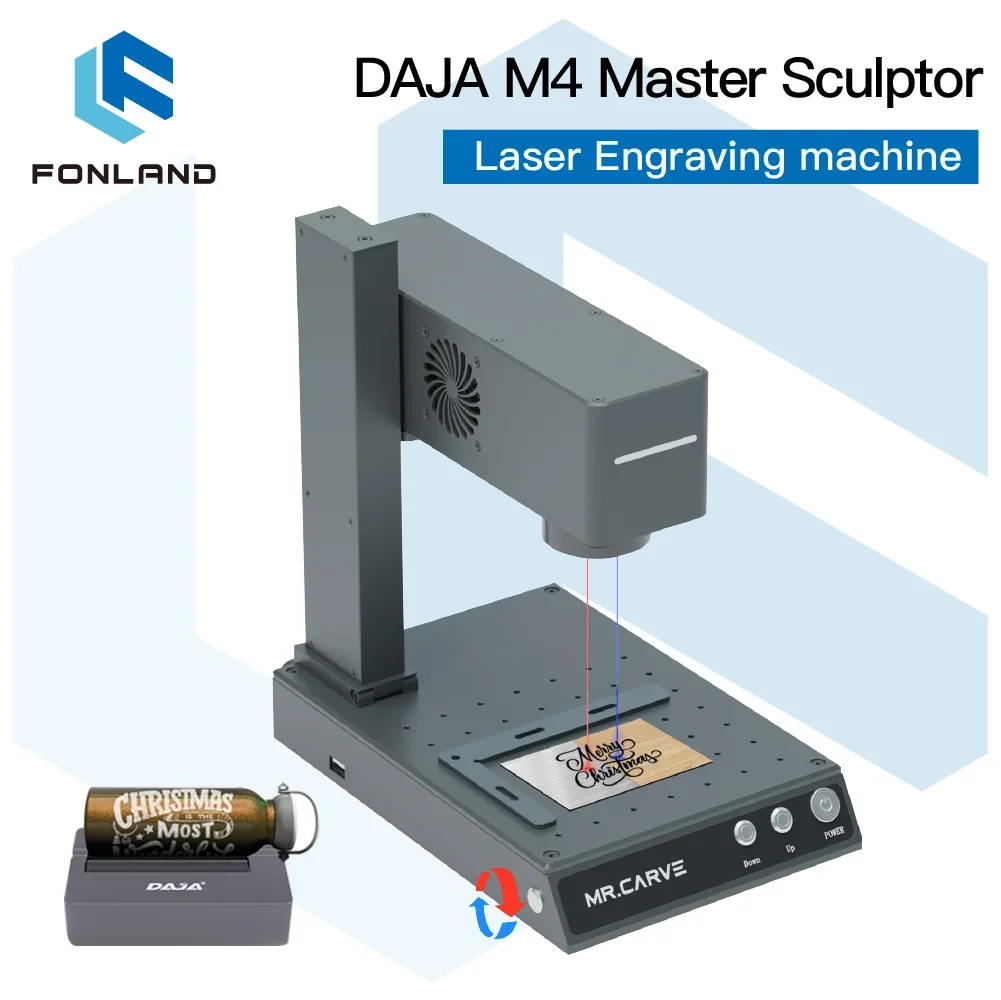 DAJA M4 PRO Dual Portable Laser Engraver Fast Fiber Marking for All Material Cylinder Cup Jewelry Ring Dog Tag Wood Metal Part