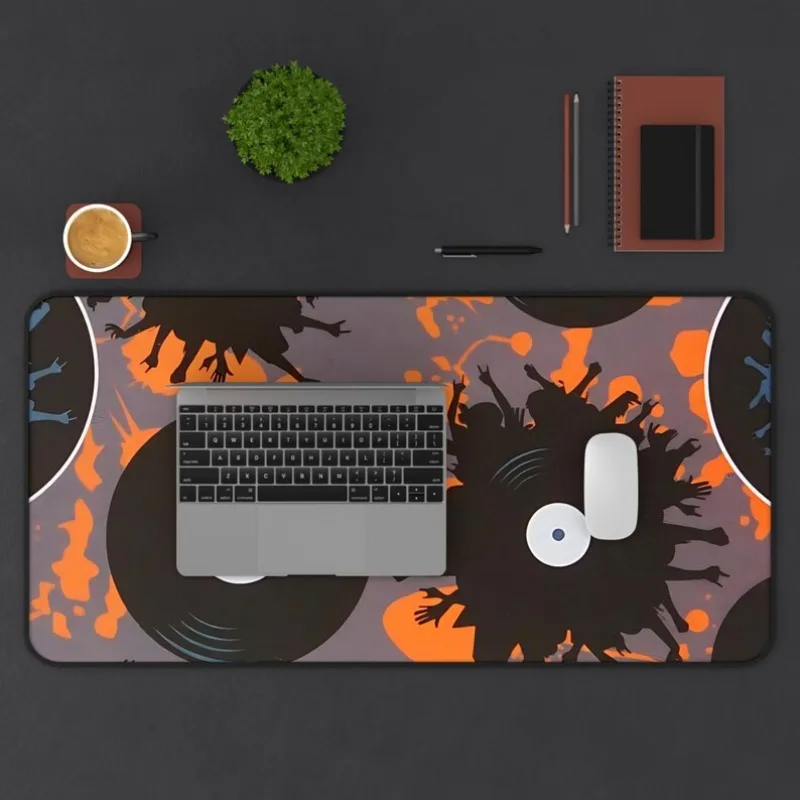 Vinyl Record Desk Mat for Music Lover, Retro Style Home Office Decor, Gaming Computer Mat  for Musicians Retro Vibe Keyboard Mat