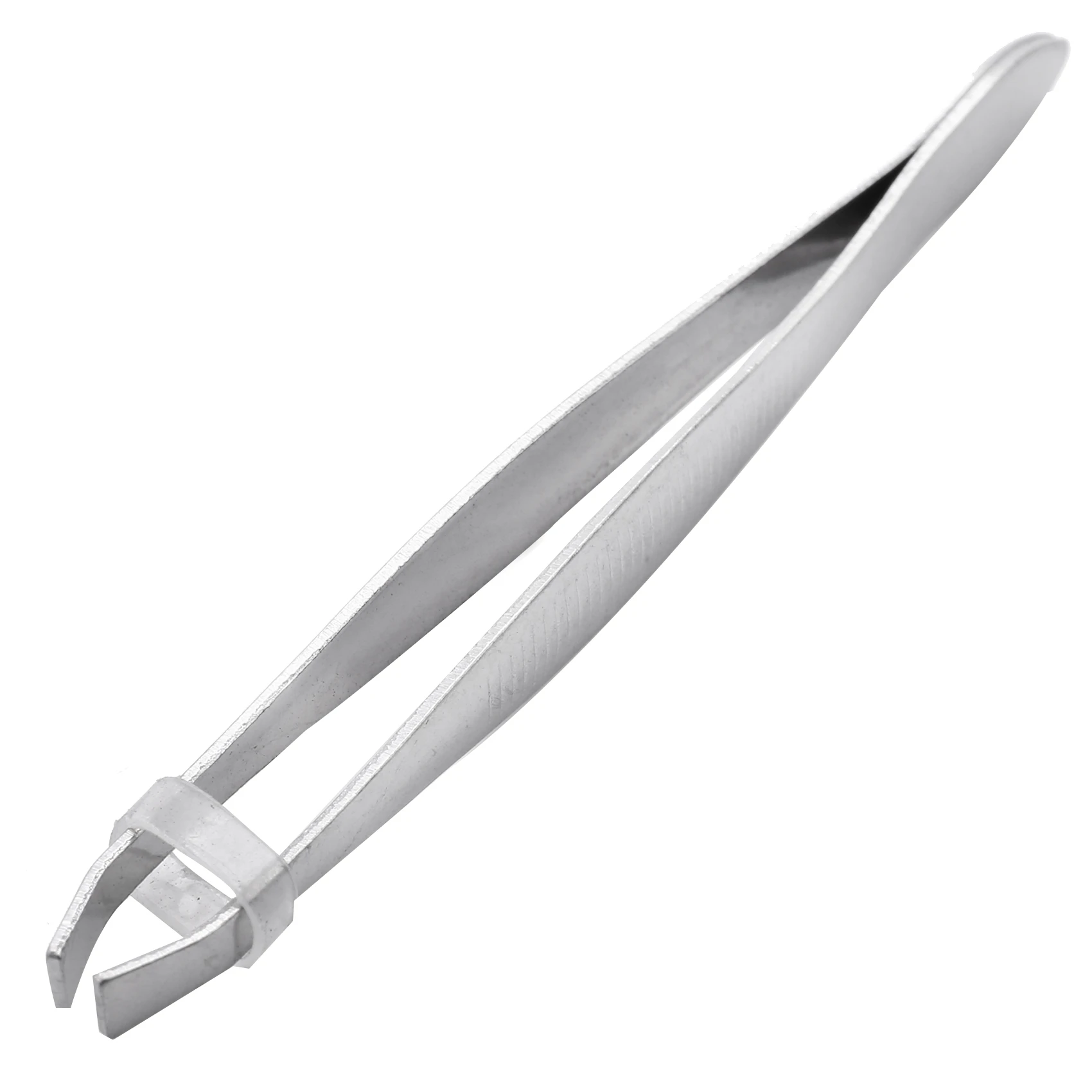 ABUU-2X Silver Tone Slanted Flat Tip Metal Hair Eyebrow Tweezer Cosmetic Tool For Lady