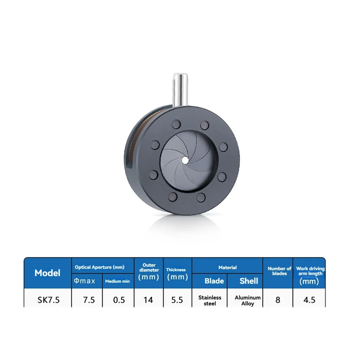 ABXHH 0.5-7.5mm Manual Aperture Adjustable Mechanical Iris Diaphragm Iris Diaphragm for Digital Camera Microscope Iris SK7.5